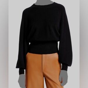 A.L.C. Black Layla Cutout-Back wool cashmere sweater